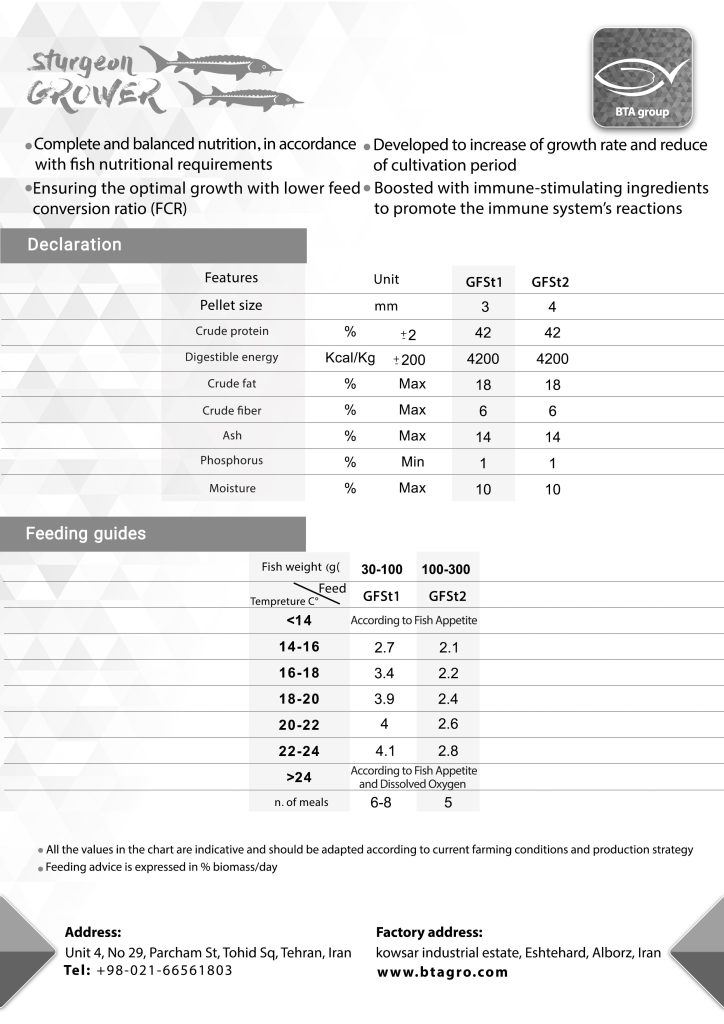 Sturgeon Grower BTA feed